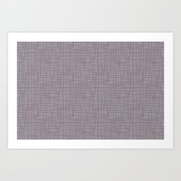 Dark Lavender - Muted Plum and Lilac Grunge Basketweave Line Pattern Art Print