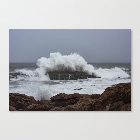 Wave splashing on the rocks Canvas Print