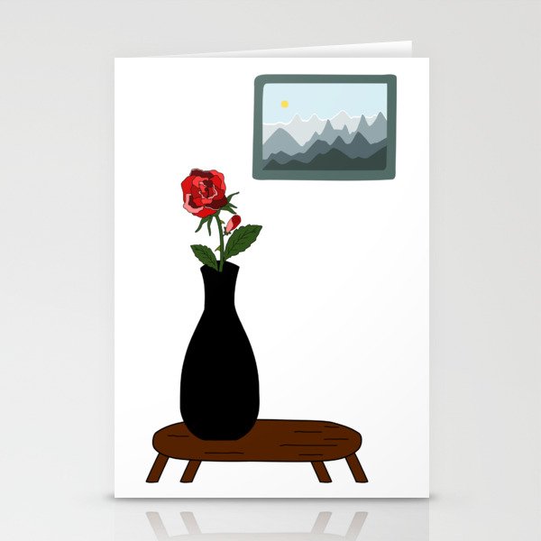 Rose In Bud Vase Stationery Cards