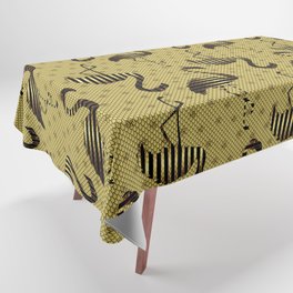 Golden Flamingo on Scalloped Metal Tablecloth