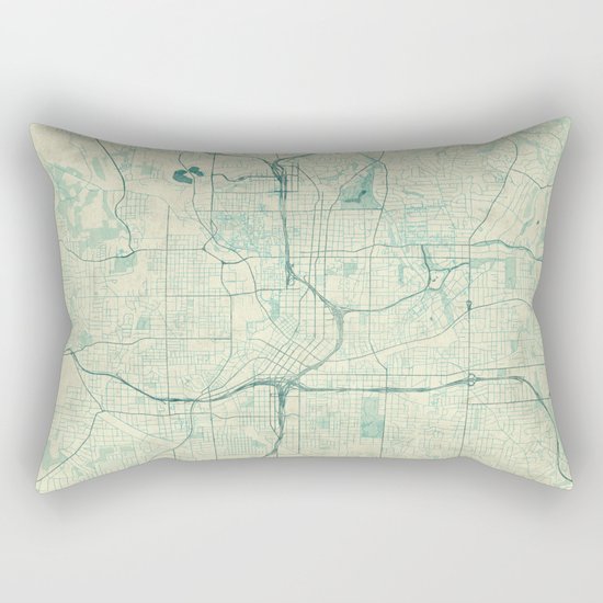 Atlanta Map Blue Vintage Rectangular Pillow