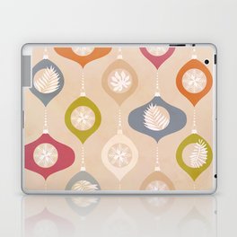 Retro Christmas Baubles Pattern on Beige Laptop Skin