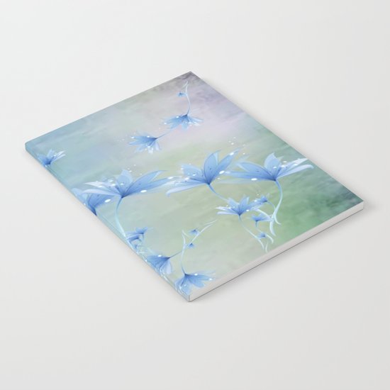 Fantasy Floating Blue Flowers Abstract Notebook