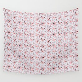 Monochrome anemone flowers and butterflies - floral print Wall Tapestry