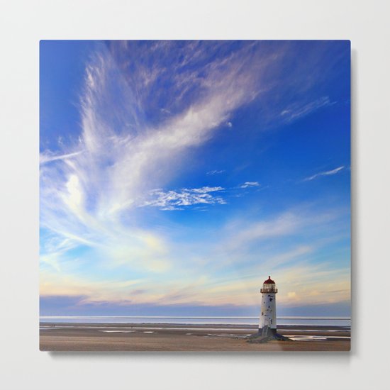 Lighthouse in Blue Metal Print