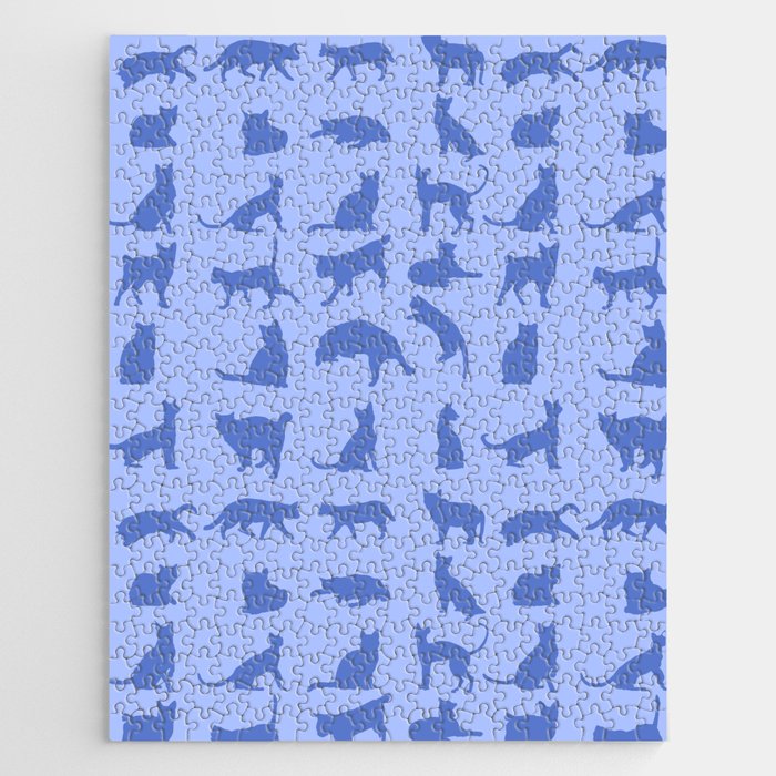 cute cats pattern deep blue Jigsaw Puzzle