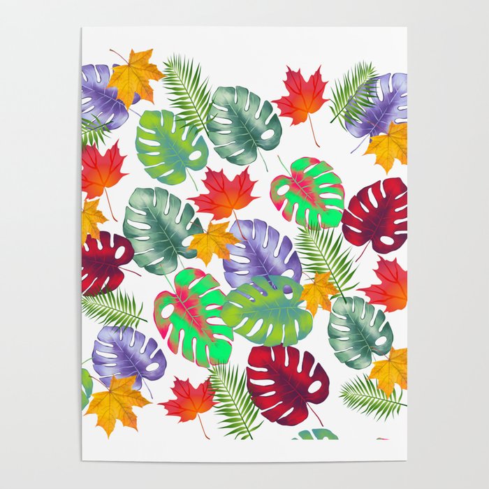 Multicolored Leaves Art Print Poster