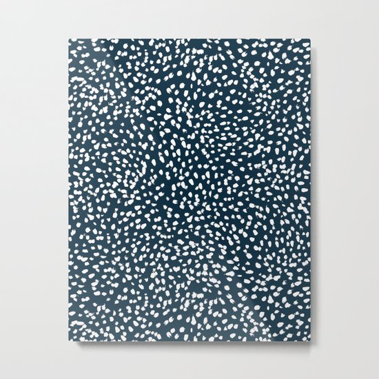 Navy Dots abstract minimal print design pattern brushstrokes painterly painting love boho urban chic Metal Print