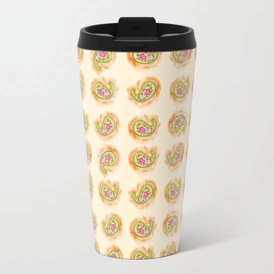 Paisley Watercolor in Tea (tan brown) Travel Mug