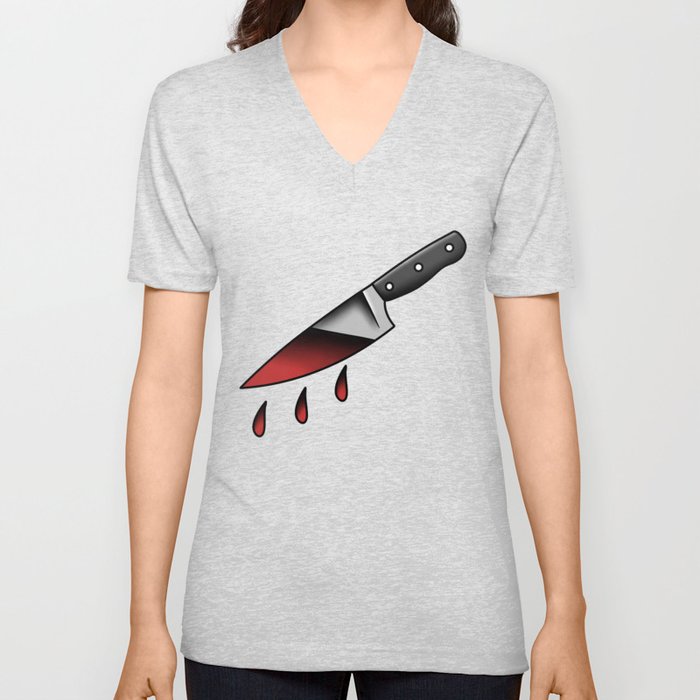 bloody knife V Neck T Shirt