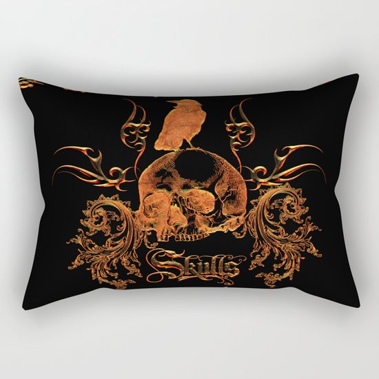 Skull with crow Rectangular Pillow