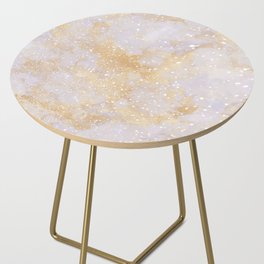 Abstract white gold graffiti glitter luxury marble Side Table