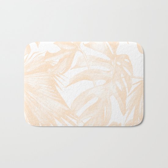 Island Vacation Hibiscus Palm Light Mango Bath Mat