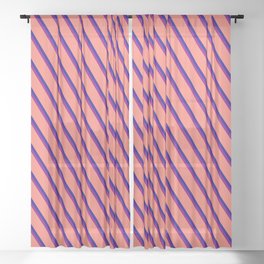 [ Thumbnail: Dark Blue, Purple & Salmon Colored Lines/Stripes Pattern Sheer Curtain ]