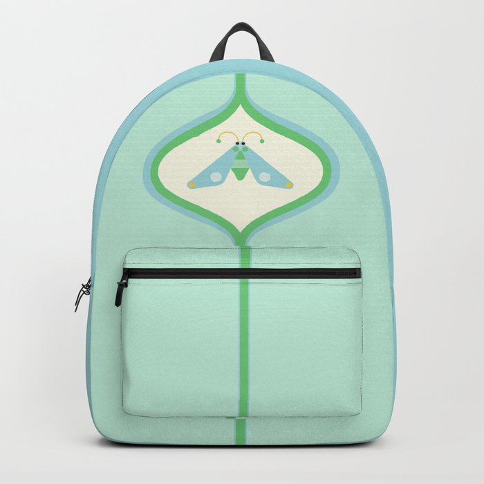 Cute retro blue and green bug Backpack