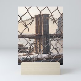 Brooklyn Bridge Through the Fence | Travel Photography and Collage Mini Art Print