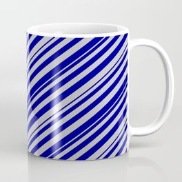 [ Thumbnail: Dark Blue and Grey Colored Lines Pattern Coffee Mug ]