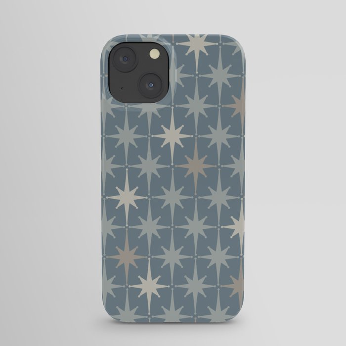 Midcentury Modern Atomic Starburst Pattern in Light Neutral Blue Gray Tones iPhone Case
