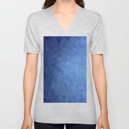 geometric pixel square pattern abstract background in blue V Neck T Shirt
