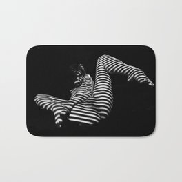 7379-KMA BW Naked Zebra Woman Spread Striped Legs Presenting Bath Mat | Erotic, Photo, Hot, Black And White, Nude, Abstract, Digital, Striped, Vulva, Open 