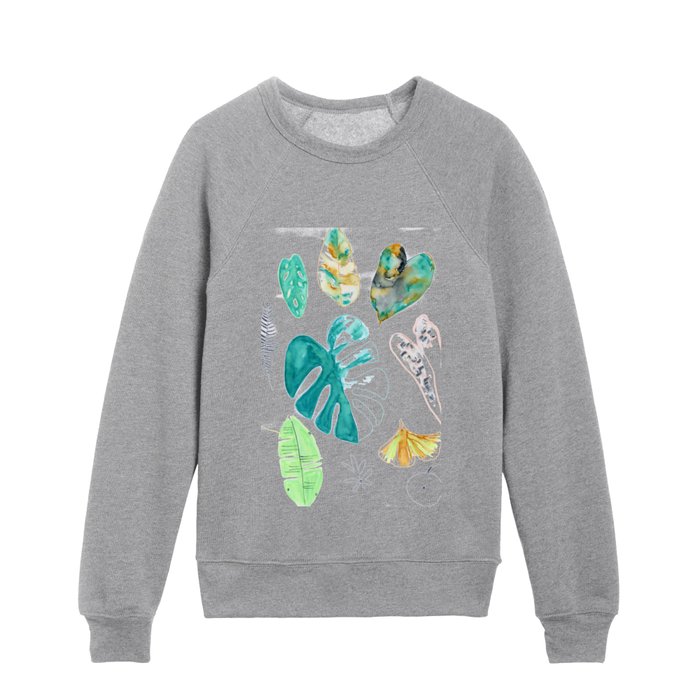 study: jungle leaves Kids Crewneck