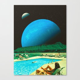 Green Moon - Space Collage, Retro Futurism, Sci-Fi Canvas Print