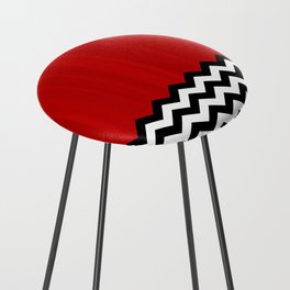 Red Black White Chevron Room w/ Curtains Counter Stool