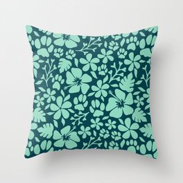 Tropical Paws in Green Throw Pillow