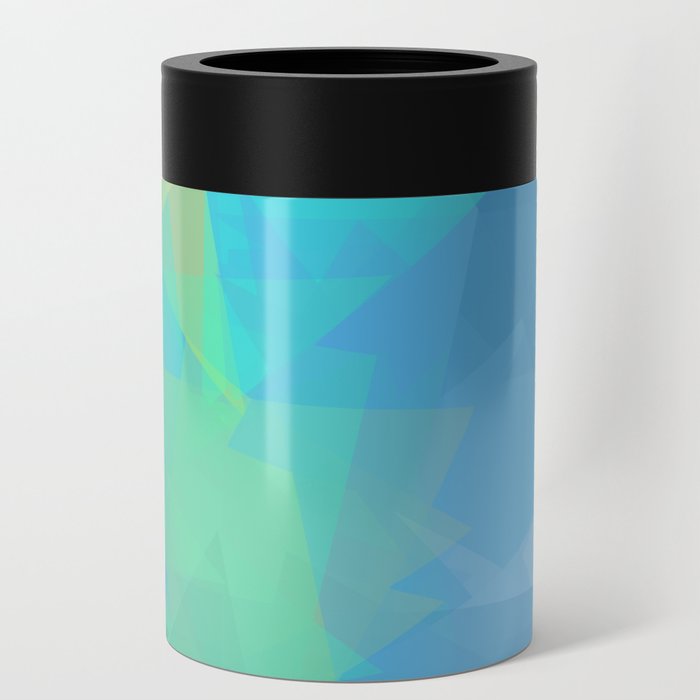 Triangle Pattern Ocean and Sky, Blue Teal Design Can Cooler