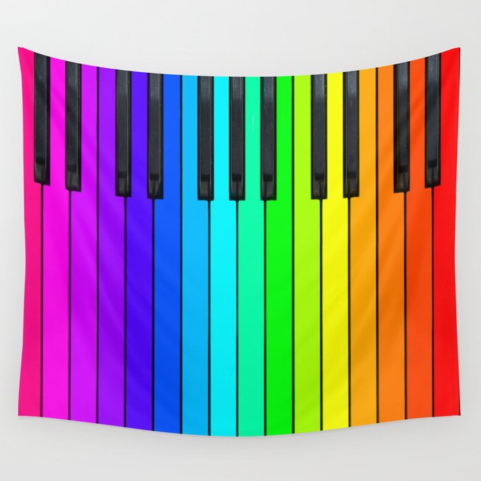 Rainbow Piano Keyboard  Wall Tapestry