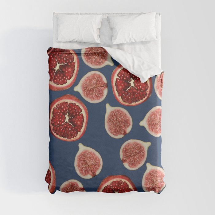 Figs - Pomegranate - blue Duvet Cover