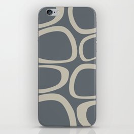 Mid Century Modern Funky Ovals Pattern Beige and Grey iPhone Skin