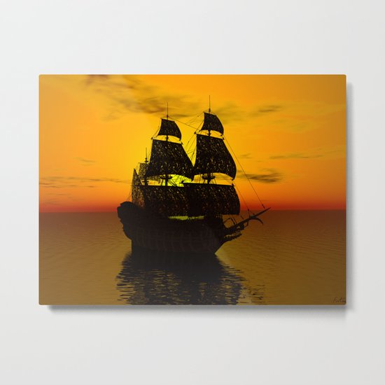 Sailing Along the Golden Sunset Metal Print