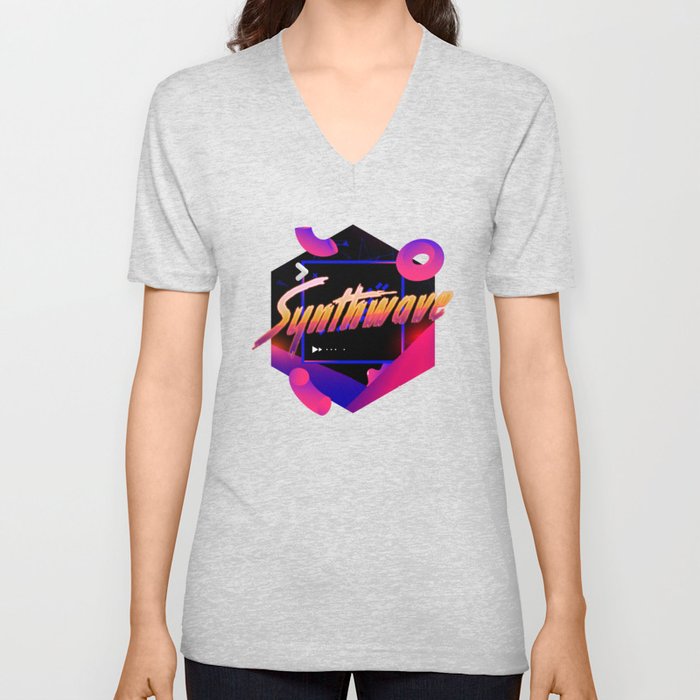 Neon synthwave horizon #2 V Neck T Shirt