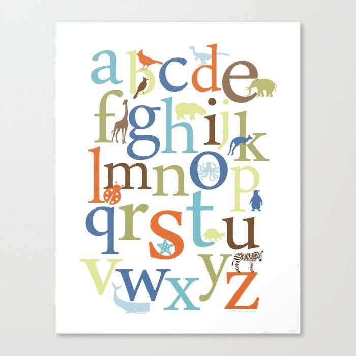 Alphabet Animals - Safari colorway Canvas Print