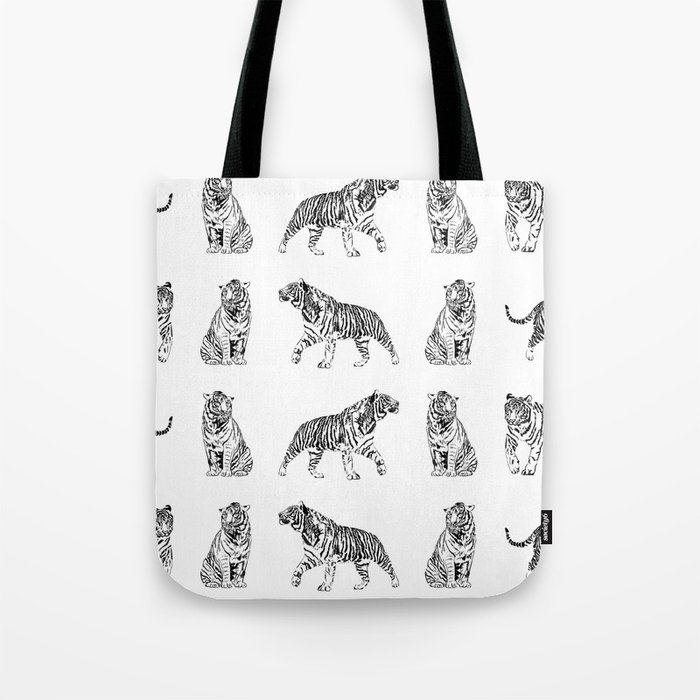 black and white tiger sketch Tote Bag