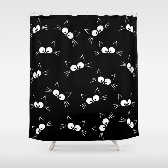Cute Black Cat Pattern Shower Curtain