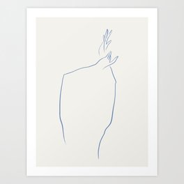 Dancing hands (blue brush line) Art Print