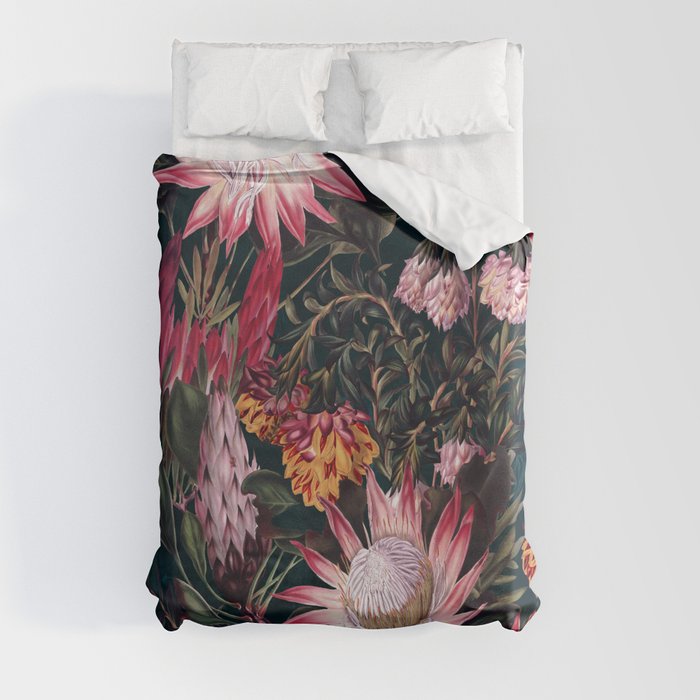 Protea Floral-Night Pattern II Duvet Cover