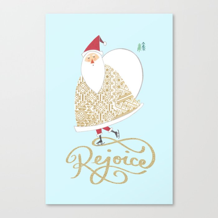 Rejoice-Skating Santa- Christmas  Canvas Print