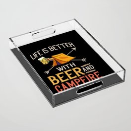 Camping Beer Drinking Beginner Camper Acrylic Tray