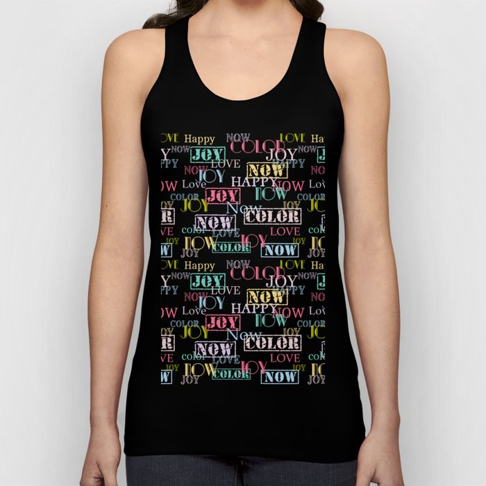 Enjoy The Colors - Colorful typography modern abstract pattern on peach pink color  Tank Top