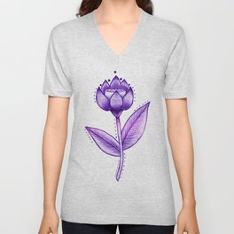 Lotus Be Purple V Neck T Shirt