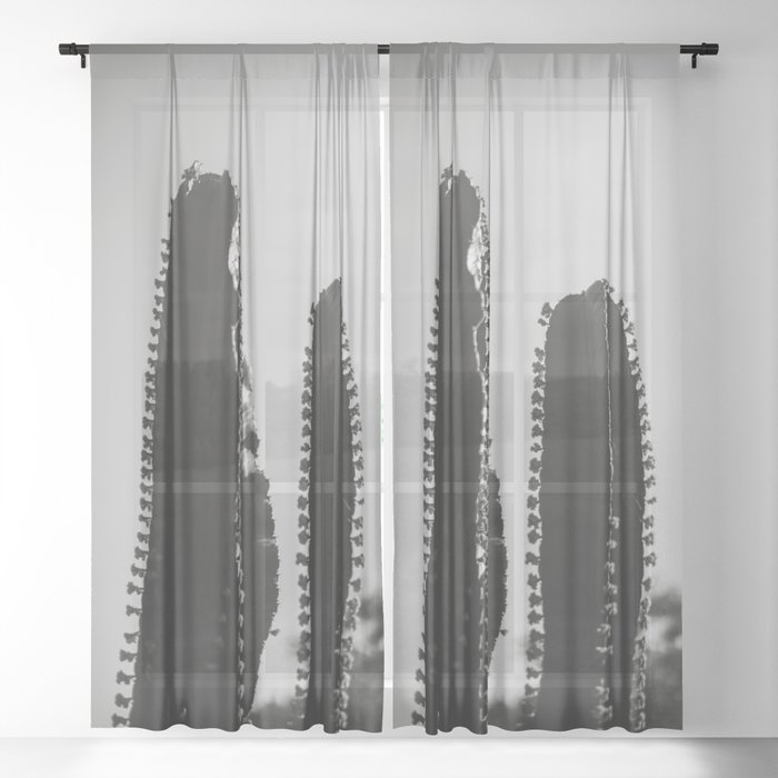 Cactus Photography - Black and White #3 Sheer Curtain