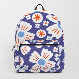 Retro Modern Baby Blue Daisy Flowers Backpack