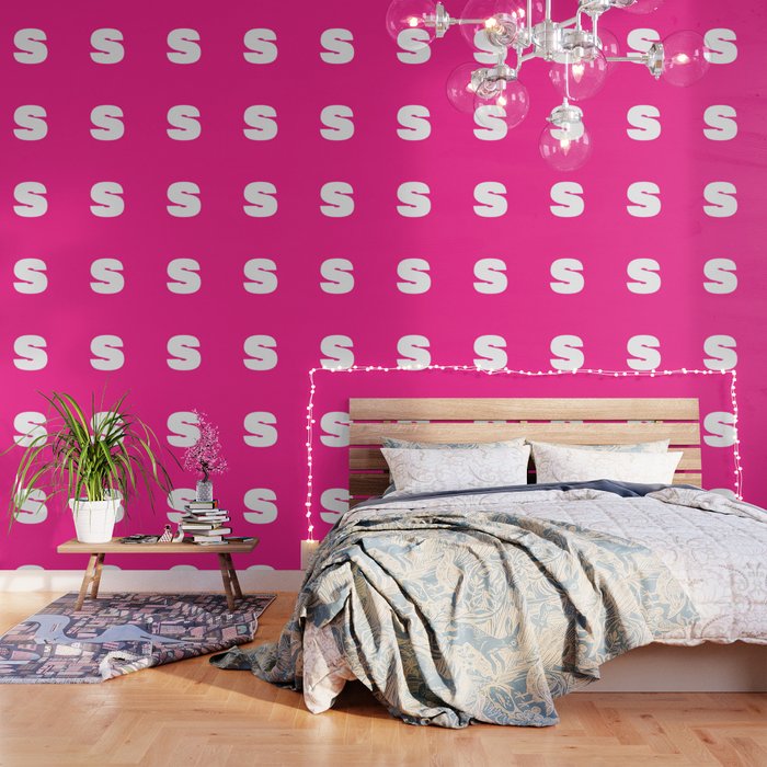 s (White & Dark Pink Letter) Wallpaper