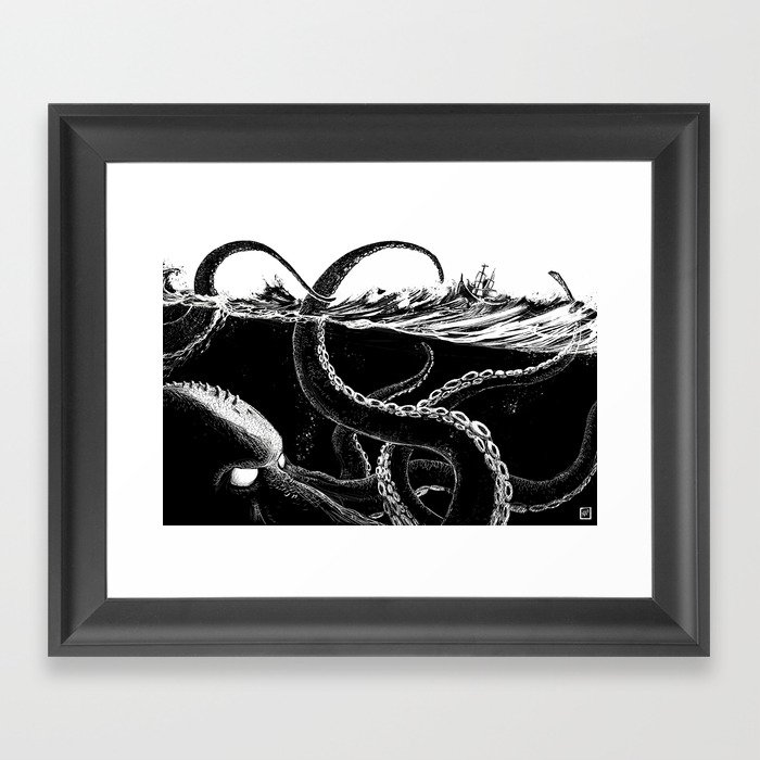 Kraken Rules the Sea Framed Art Print
