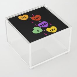 Art You Need Love Colorful Hearts Valentines Day Acrylic Box