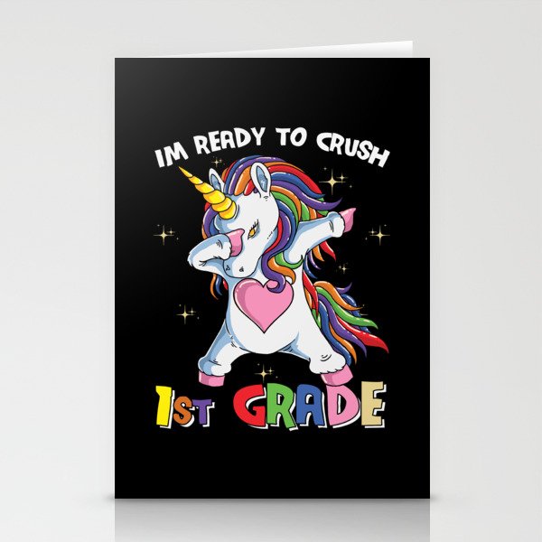 Ready To Crush 1st Grade Dabbing Unicorn Stationery Cards