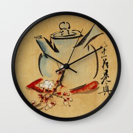 Vintage Japanese Teapot Painting Wall Clock